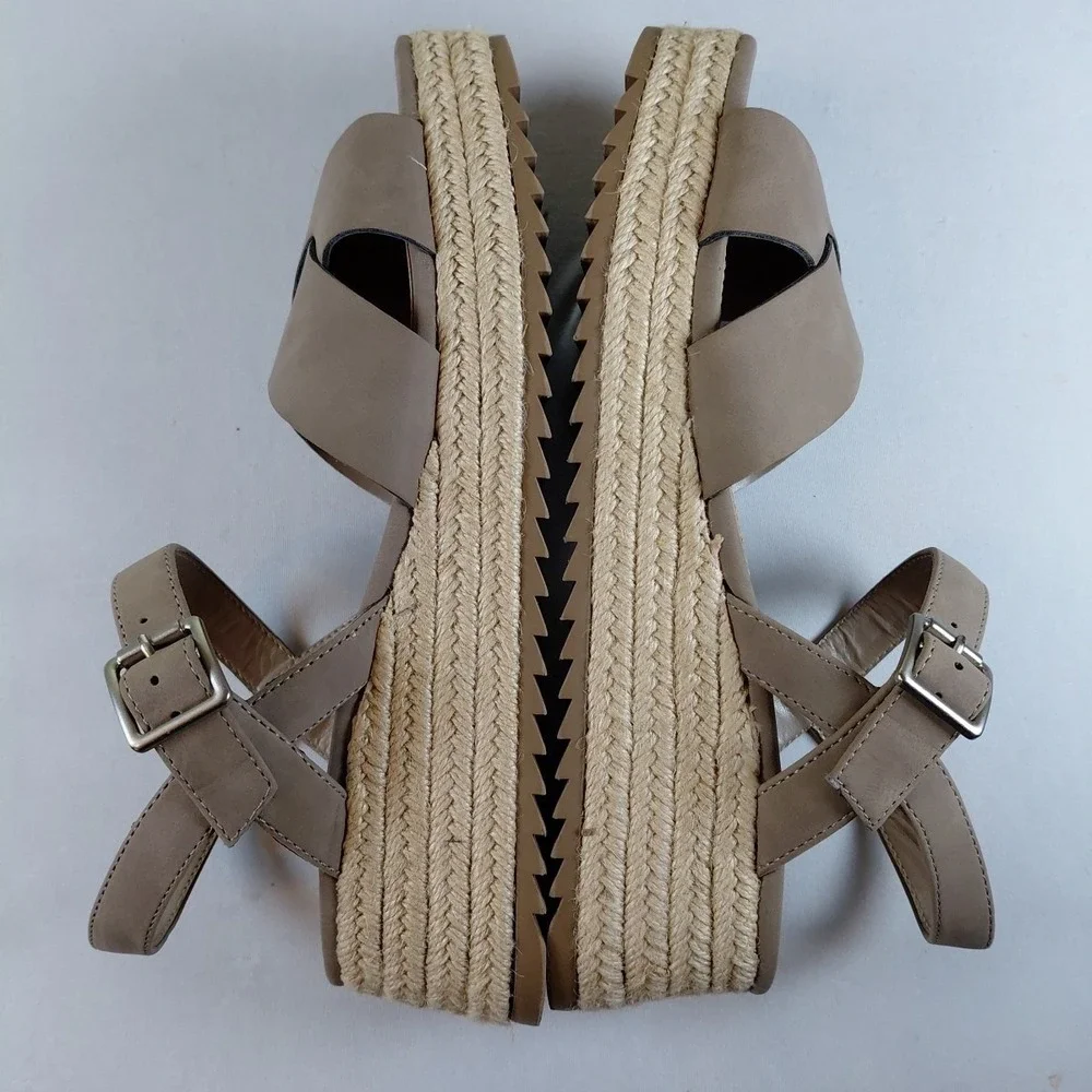 A.N.A Ana Eloise 8M Espadrille Wedge Sandals Ankle Strap Crossband Light Brown - Picture 5 of 11